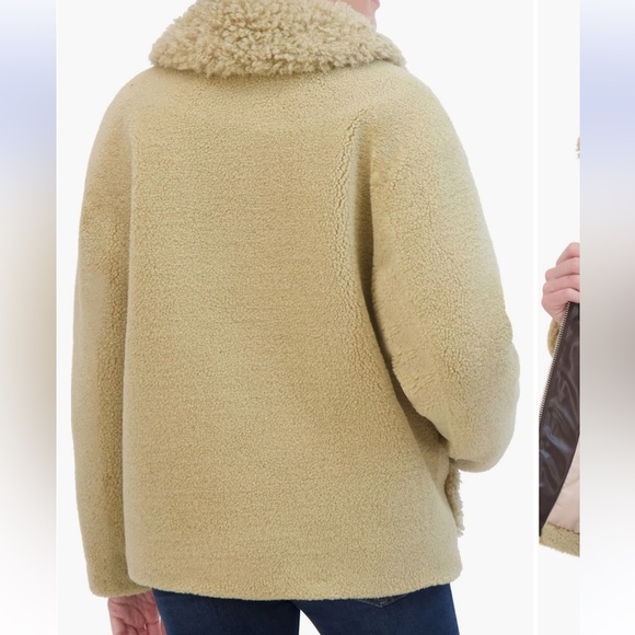 NWT HUDSON JEANS faux leather & faux shearling zip up jacket natural color small - Picture 3 of 6